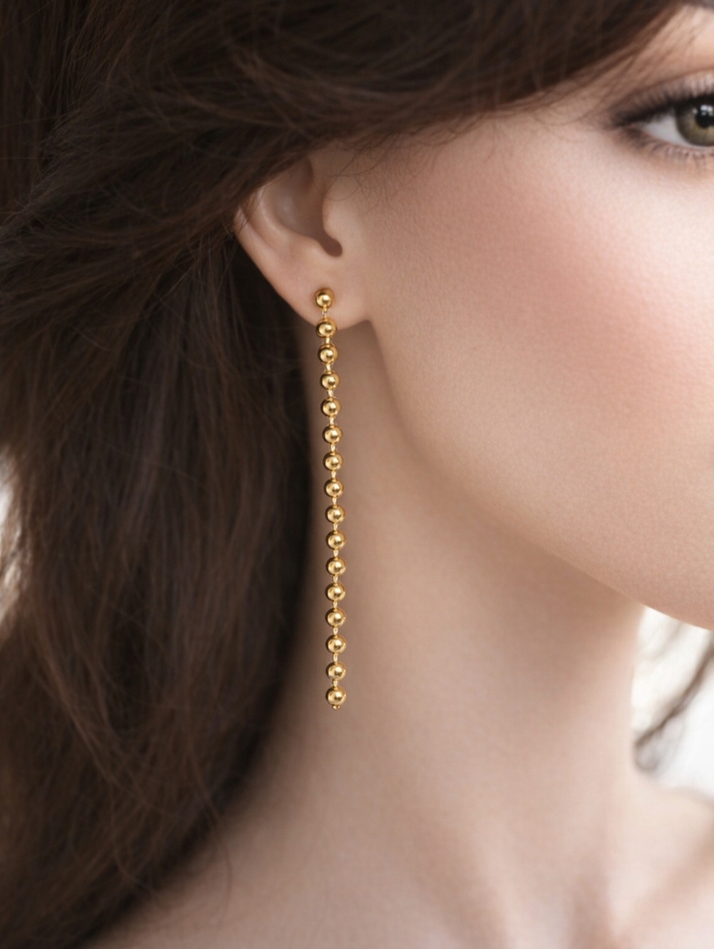 Gold tone Beaded Post Design Drop Dangle Earrings - 2-inch - Women